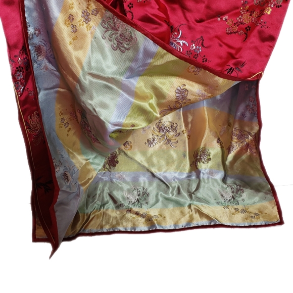 Red Silk dress fitted kimono side slits 38 large - Picture 4 of 8